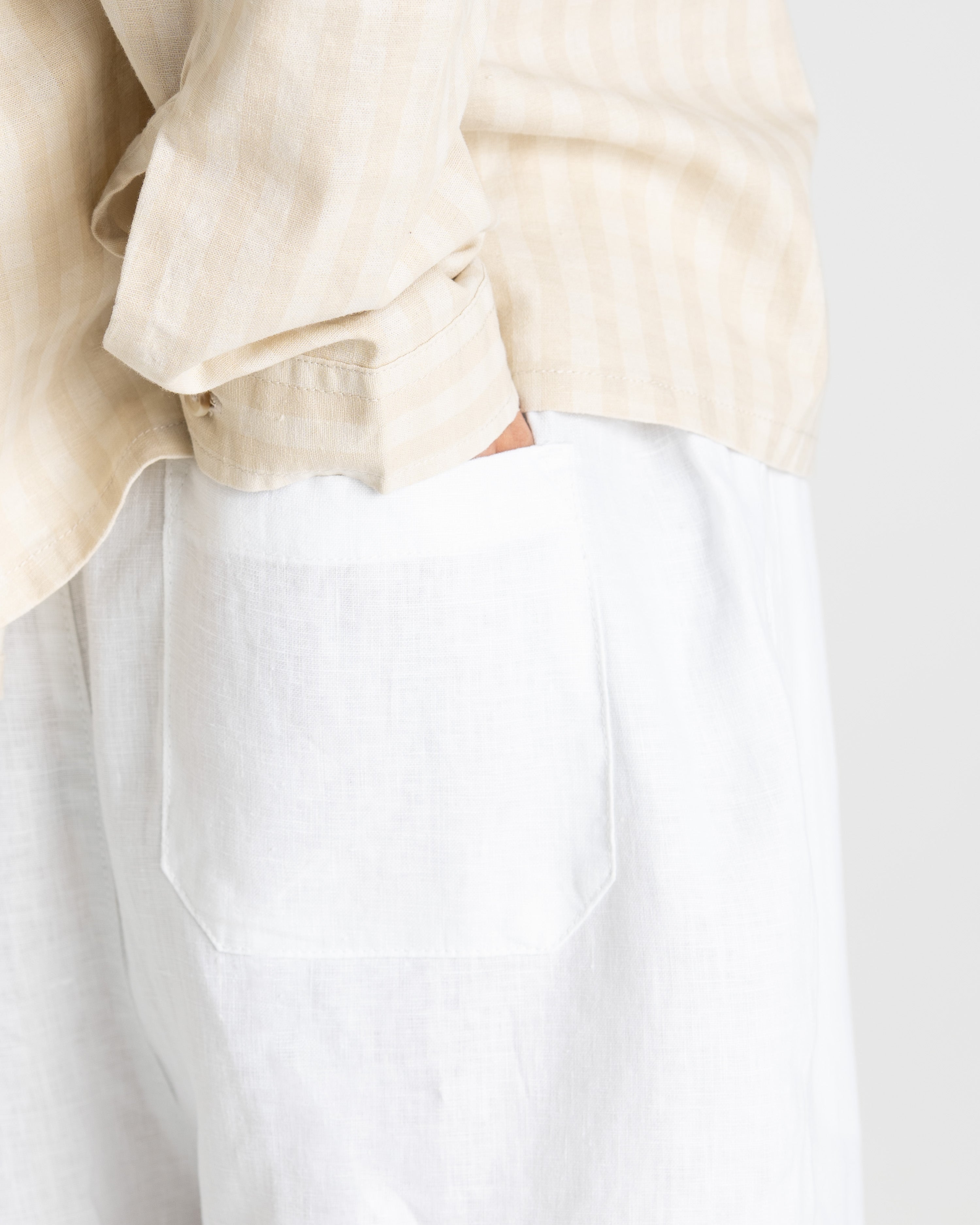 Baggy 100% flax pants white